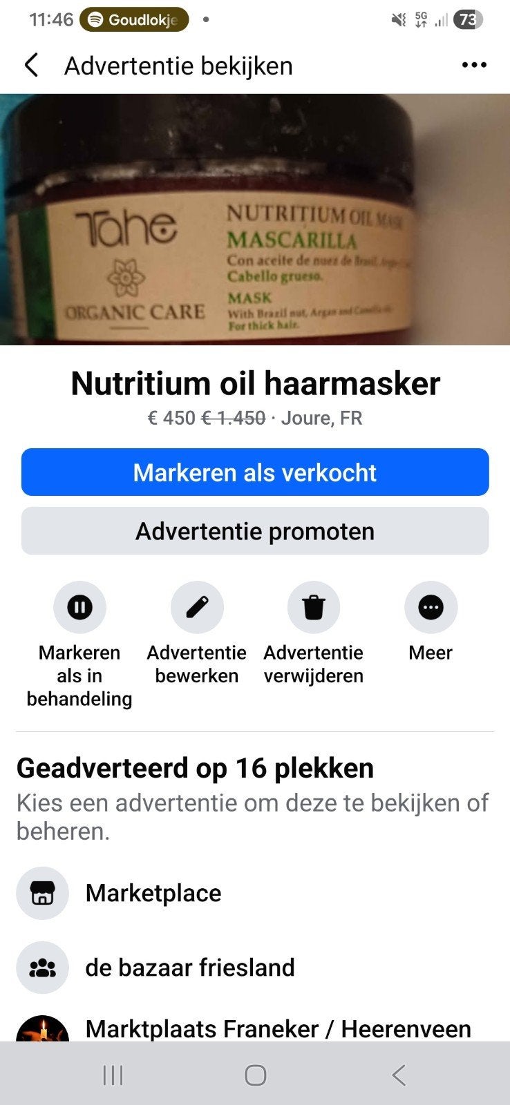 Tahe Nutritium Oil Haarmasker voor dik haar, Ophalen, Zo goed als nieuw