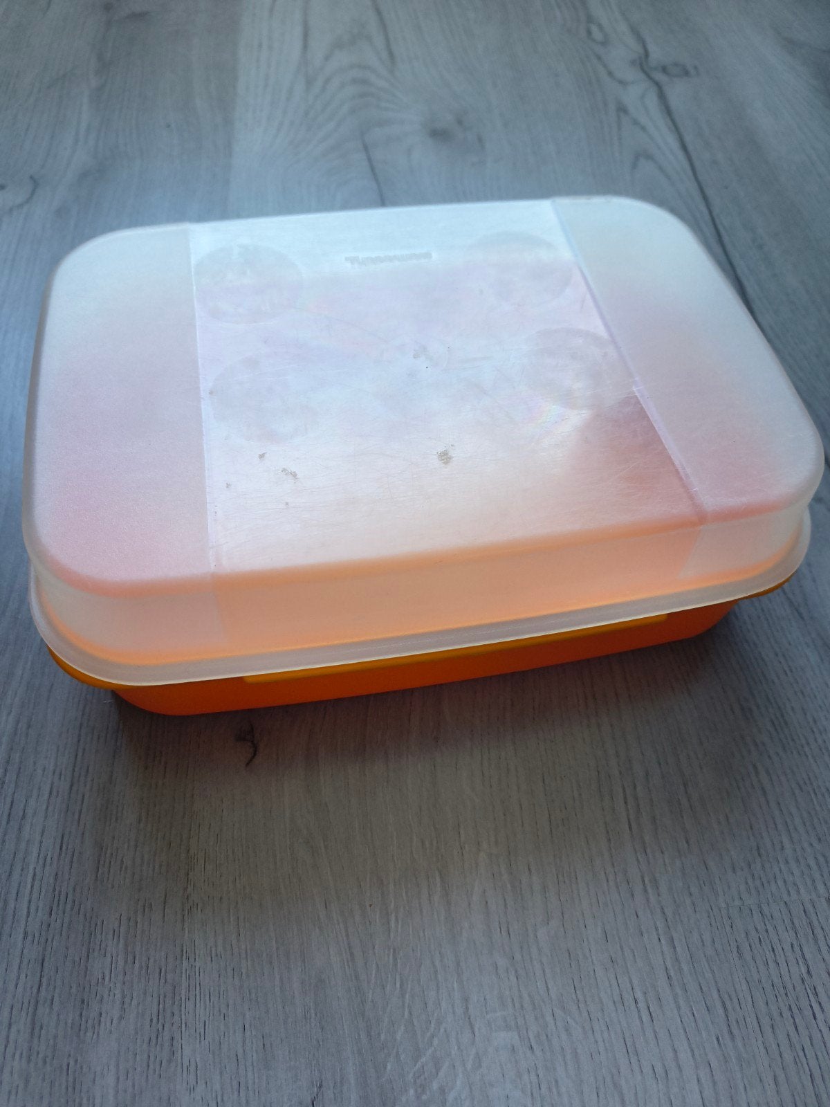 Tupperware variadoos - Oranje met transparant deksel, Gebruikt, Bewaardoos, Met deksel, Oranje