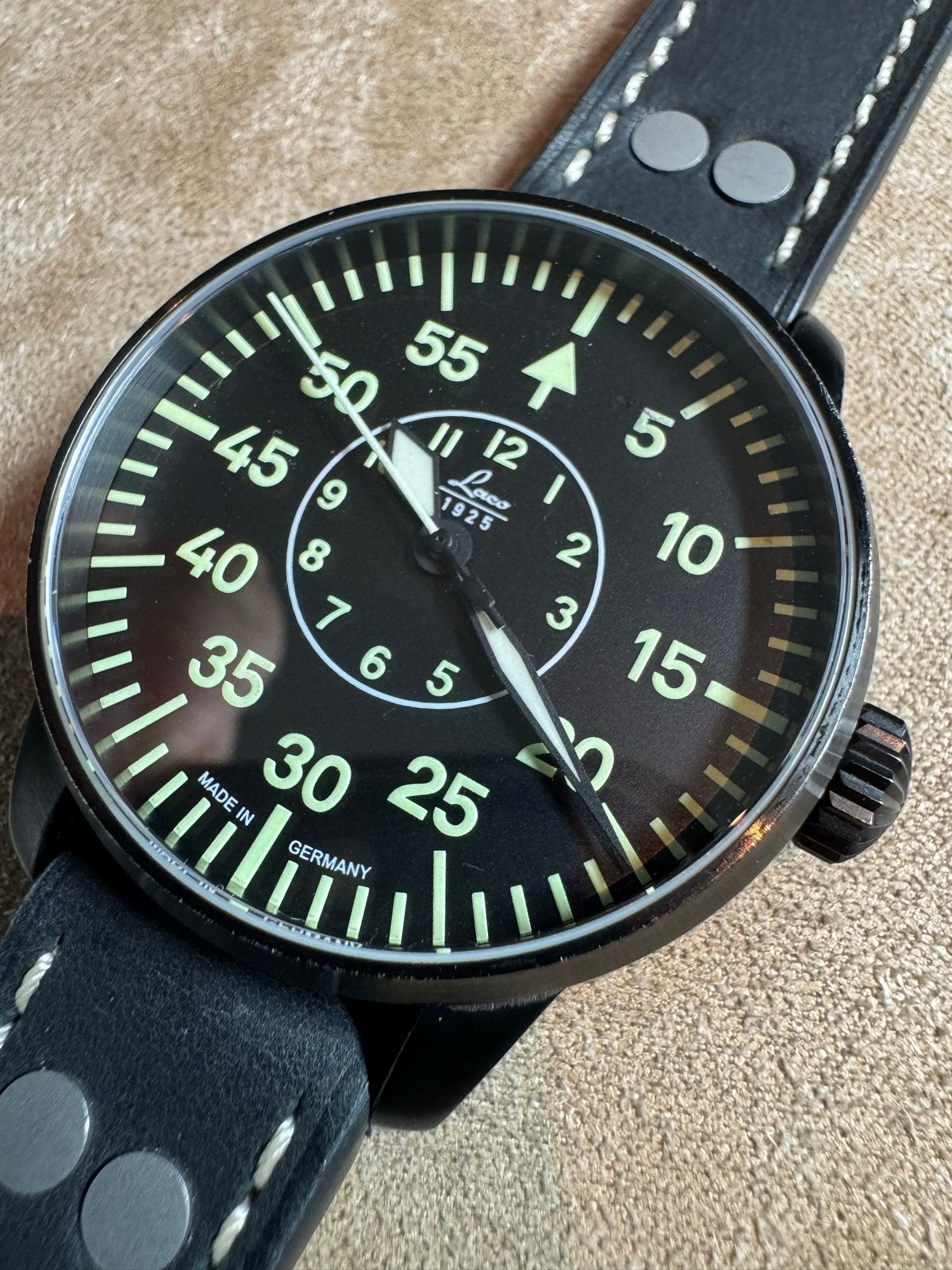 Laco 1925 Pilot Horloge, Overige merken, Leer, Staal, Polshorloge