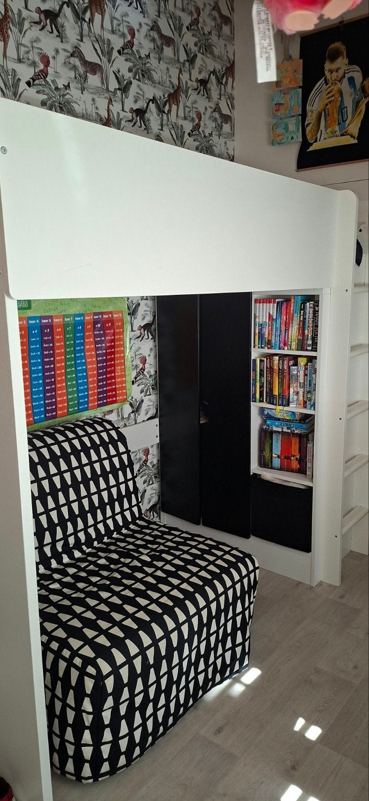 IKEA STUVA hoogslaper 90x200 met kledingkast & boekenkast, Ophalen, Gebruikt, Hoogslaper