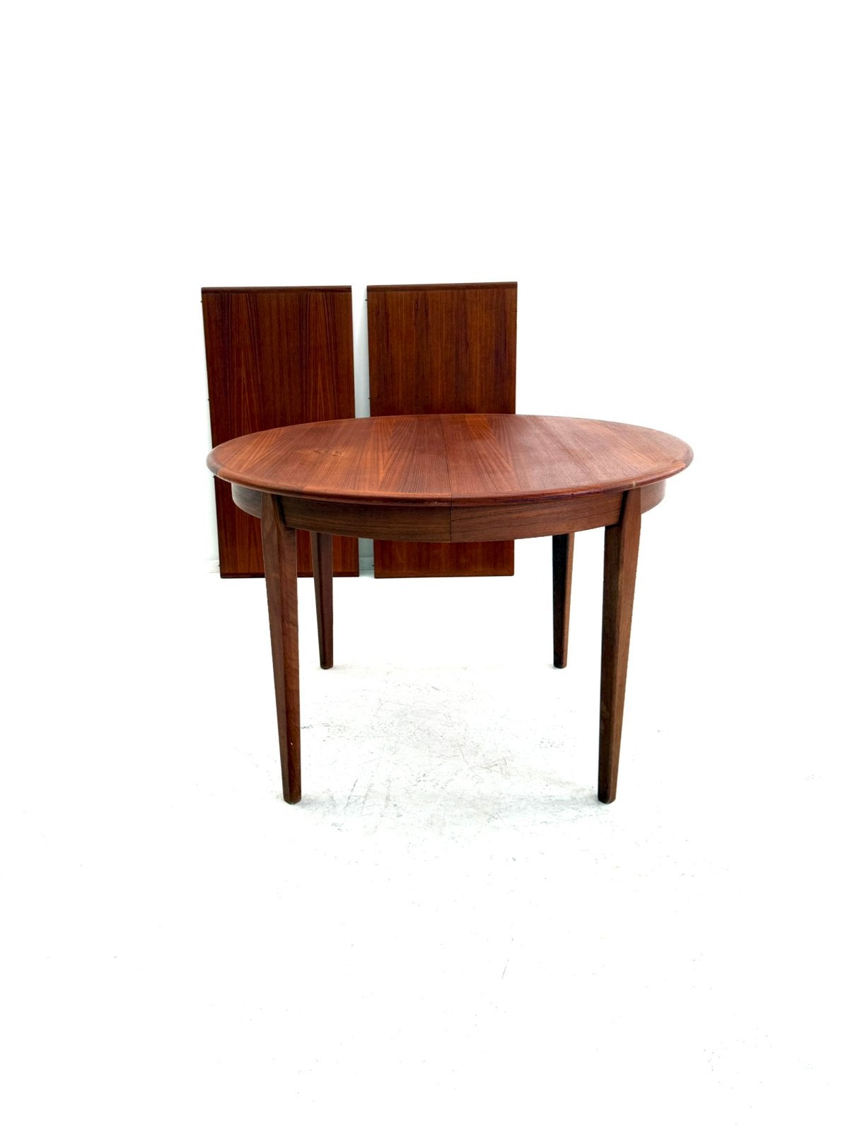 Vintage verlengbare Deense teakhouten eettafel ‘60, 100 tot 150 cm, Vintage retro buisframe design rotan webbing papercord deens