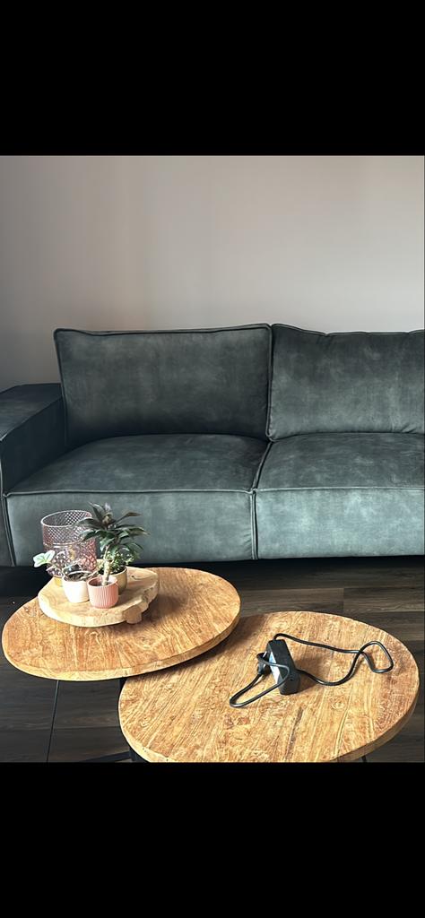 Set van 3 mango houten salontafels, Huis en Inrichting, Tafels | Salontafels, Ophalen, Gebruikt, Rond, 50 tot 100 cm