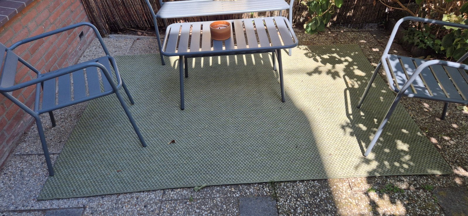 Groen Buiten-/Terras-Vloerkleed 160x230 cm, Ophalen of Verzenden, Zo goed als nieuw, 2 zitplaatsen