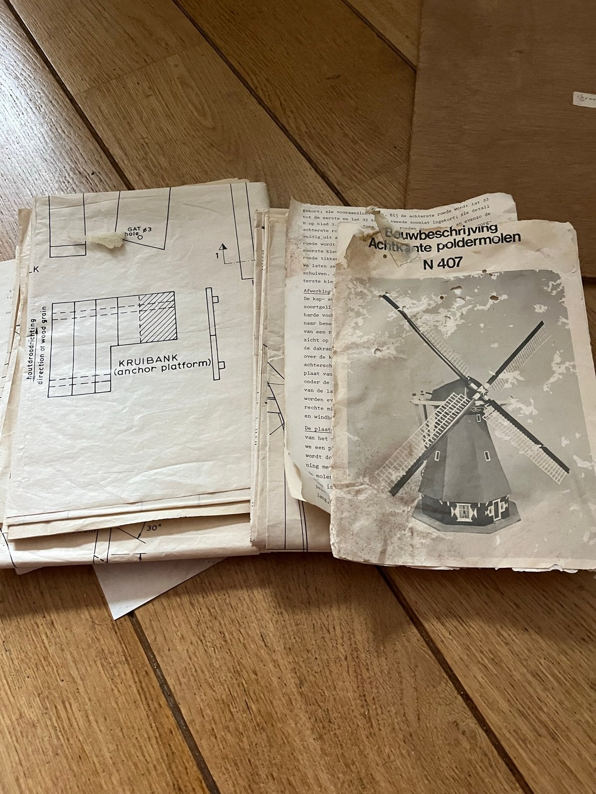 Bouwpakket Achterkante Poldermolen N 407 - Molenbouw, Hobby en Vrije tijd, Modelbouw | Overige, Ophalen of Verzenden, Gebruikt