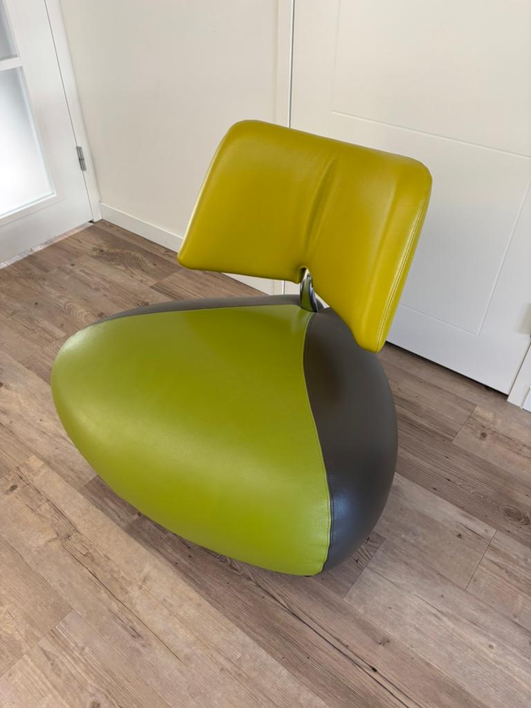 Als nieuw Leolux Pallone leren fauteuil stoel goen leer, Ophalen, Zo goed als nieuw, 75 tot 100 cm, Modern