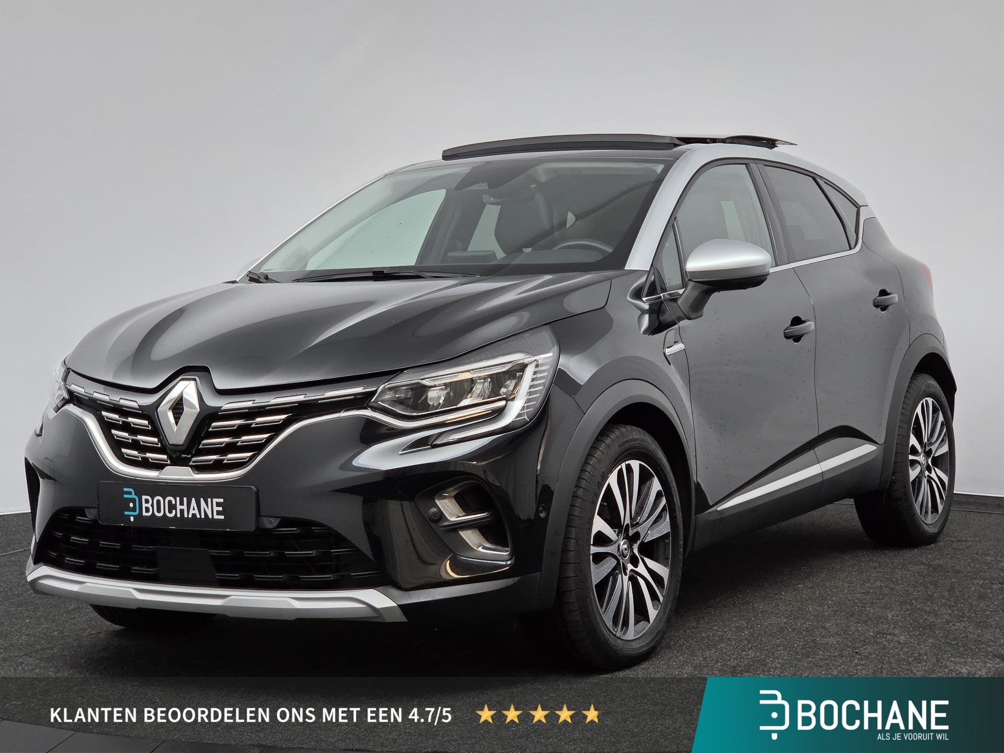 Renault Captur 1.3 mild hybrid 160 iconic | Panoramadak | 36, Auto's, Gebruikt, 4 cilinders, Met garantie (alle), Zwart