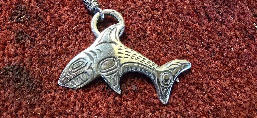 Te koop haida kunst massief zilveren haai  7x4 cm, Ophalen of Verzenden, Zilver, Zilver