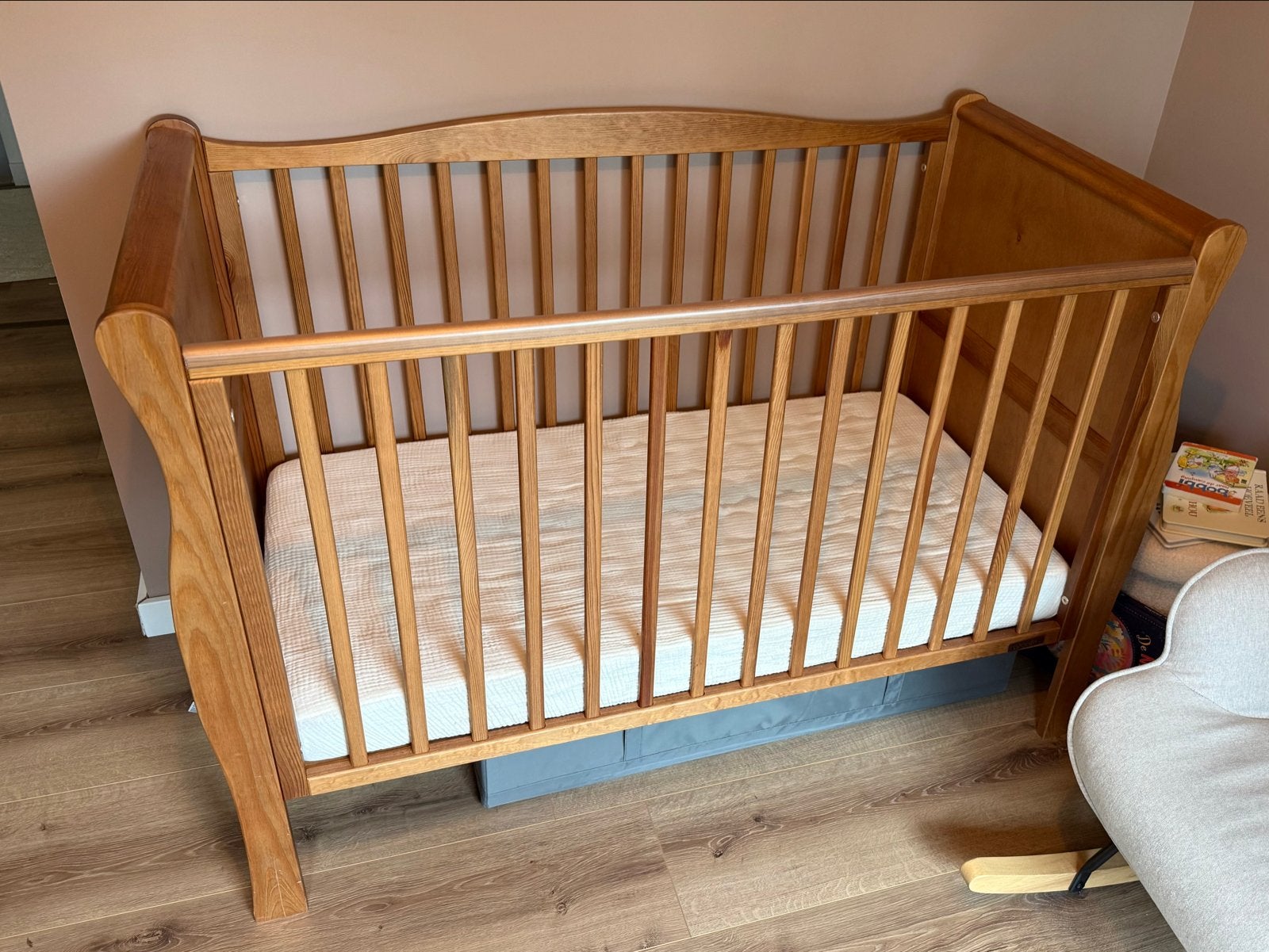 Zgan Woodies Noble ledikant 120x60 incl. Himlavlav matras, Ophalen, Zo goed als nieuw, Ledikant