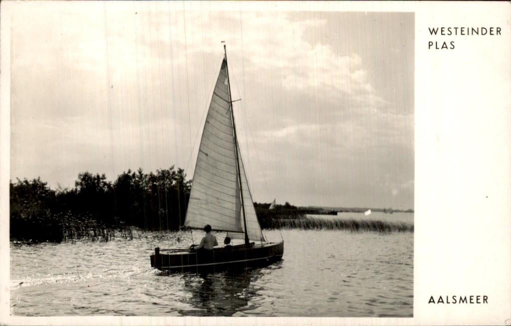 Aalsmeer - Zeilboot - Westeinder Plas, Ophalen of Verzenden, 1940 tot 1960, Gelopen, Noord-Holland