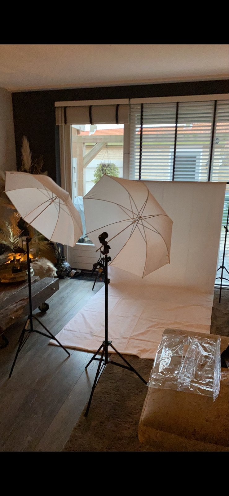 Complete Fotostudio Set met Achtergrond en Verlichting, Ophalen, Complete fotostudio, Zo goed als nieuw, Inclusief lampen