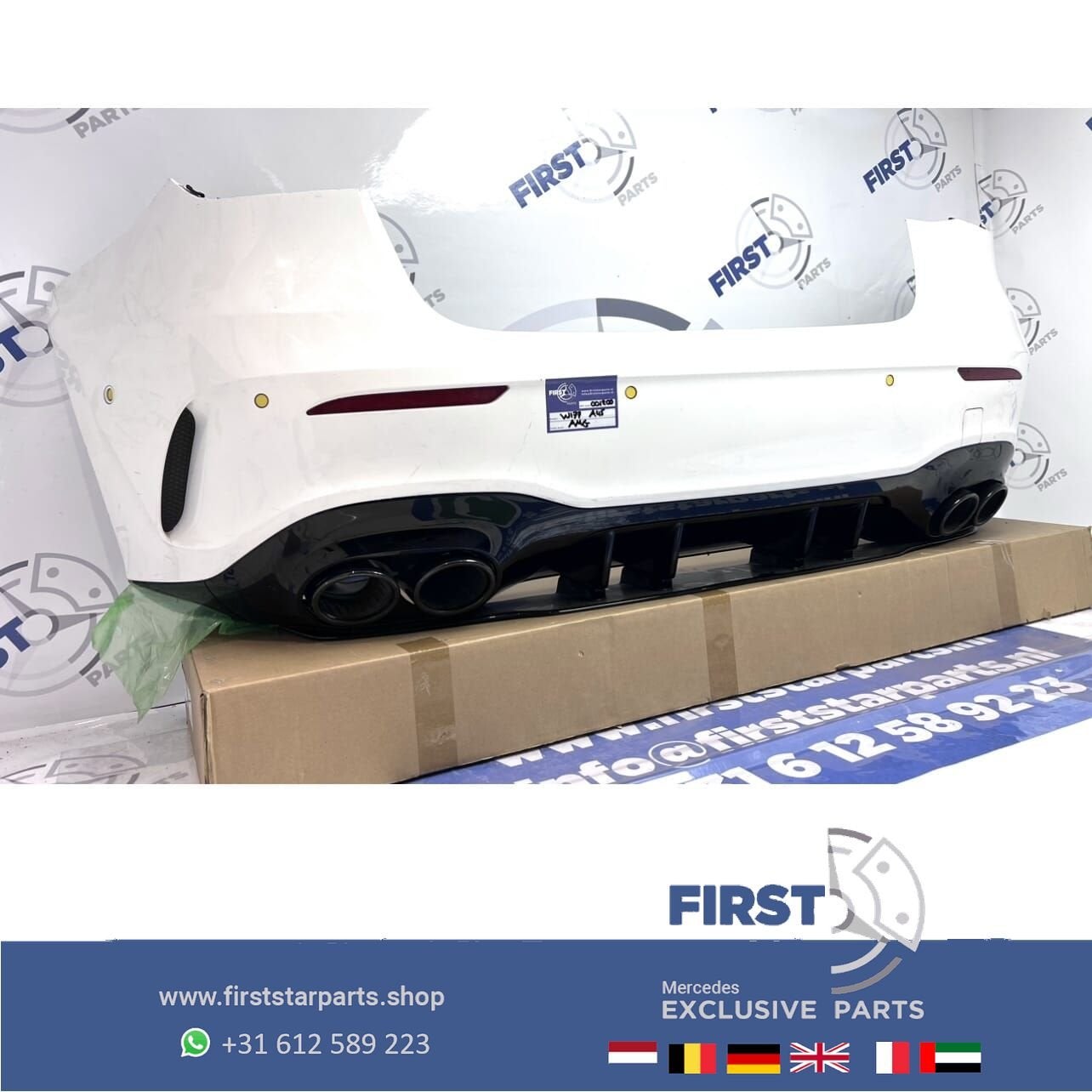 W177 A45s ACHTERBUMPER A KLASSE 2023 A45 S AMG WIT AERO PERF, Gebruikt, -, Ophalen of Verzenden, Achter
