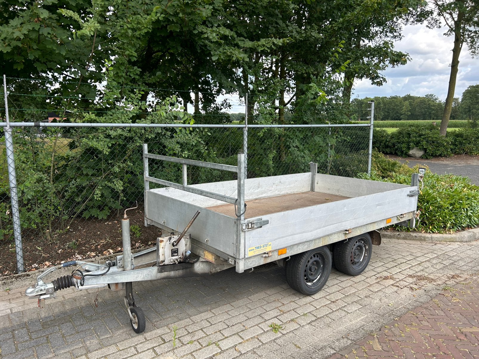 Hapert handgepomte kiepaanhangwagen te koop!, Auto diversen, Aanhangers en Bagagewagens, Ophalen, Gebruikt