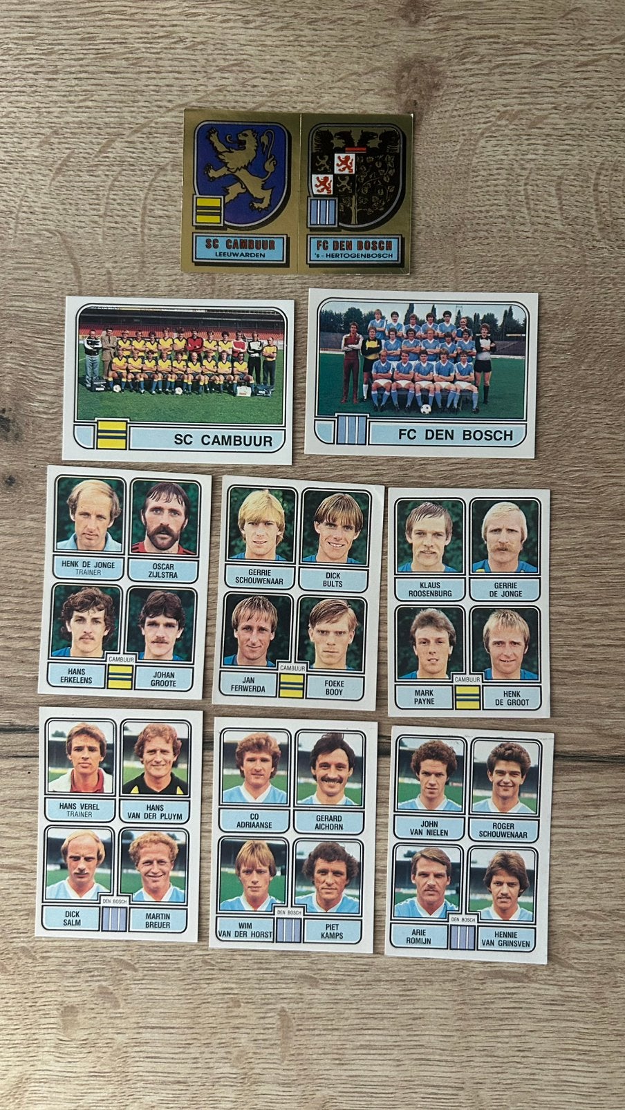 Panini Voetbal 82 plaatjes SC Cambuur en FC Den Bosch 9x, Verzenden, Zo goed als nieuw, Meerdere plaatjes