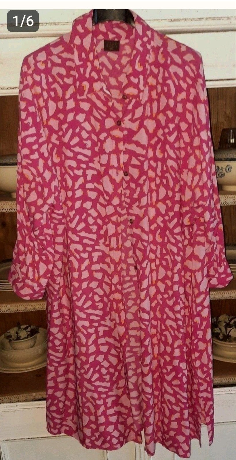 Nieuwe cyclaam met roze doorknoopjurk Ze-ZeNordic XXL 46-48, Kleding | Dames, Verzenden, Maat 46/48 (XL) of groter, Nieuw, Ze-ze Nordic