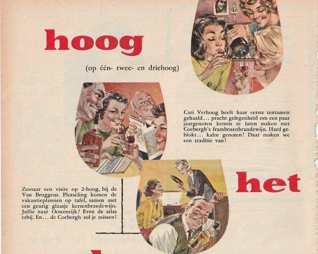 Retro reclame 1960 Coebergh brandewijn opwindend lekker, Verzamelen, Verzenden, Overige typen
