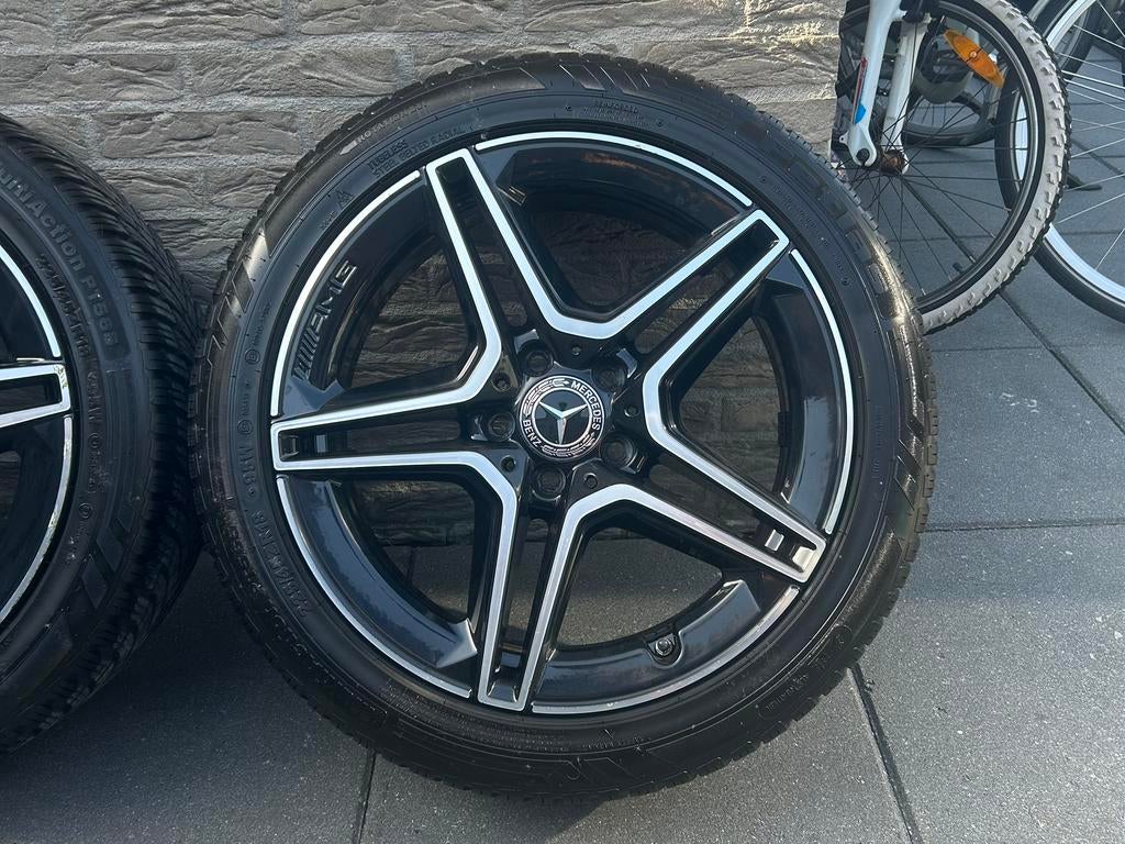 18” AMG Velgen W205 C-Klasse 225 45 18 - 245 40 18 4seizoen, Ophalen, 18 inch, Gebruikt, Banden en Velgen