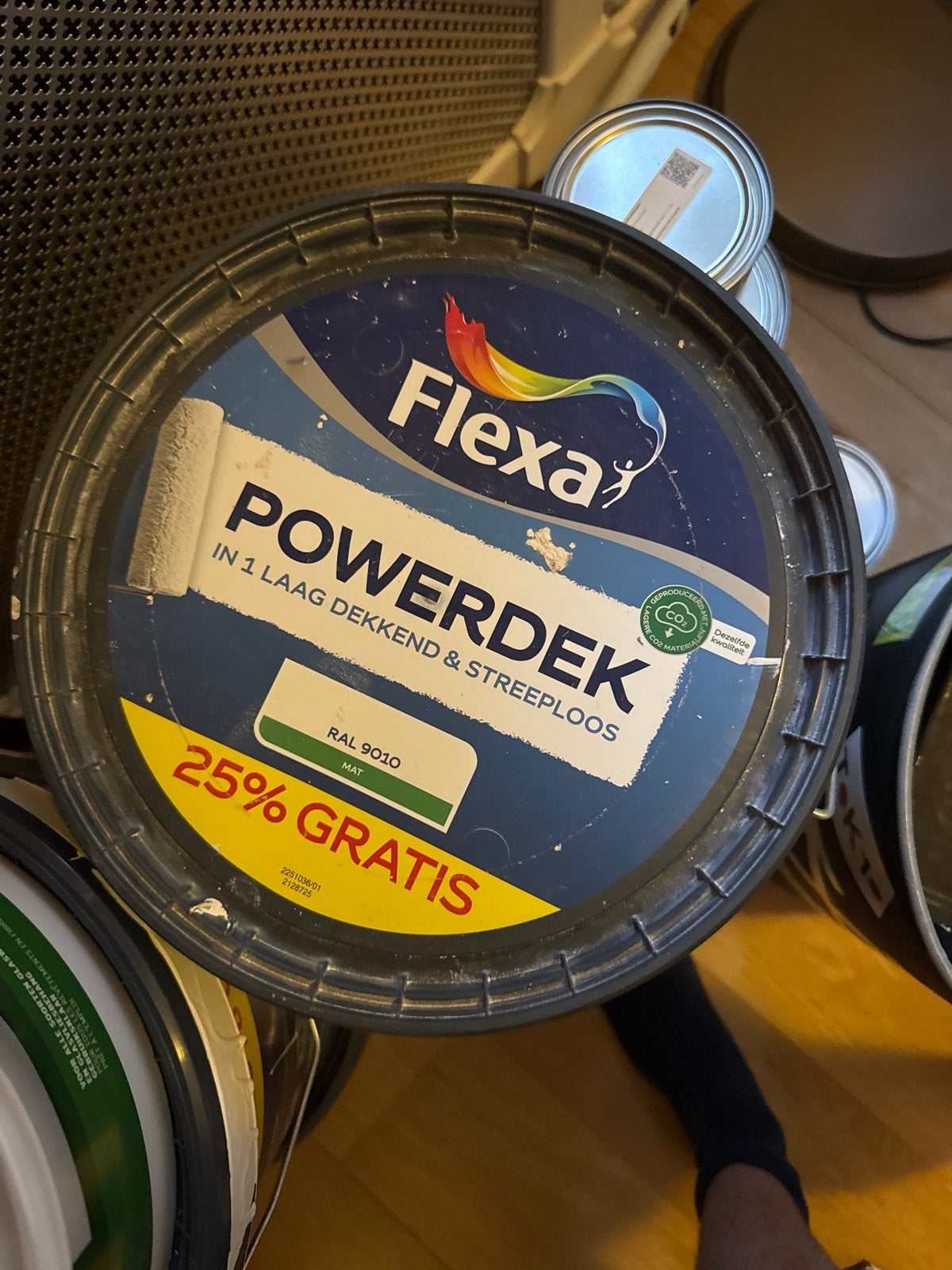 4x Flexa Powerdek Wit RAL 9010 Muurverf (ongeopend, 12.5L), Ophalen, Wit, Nieuw, Verf