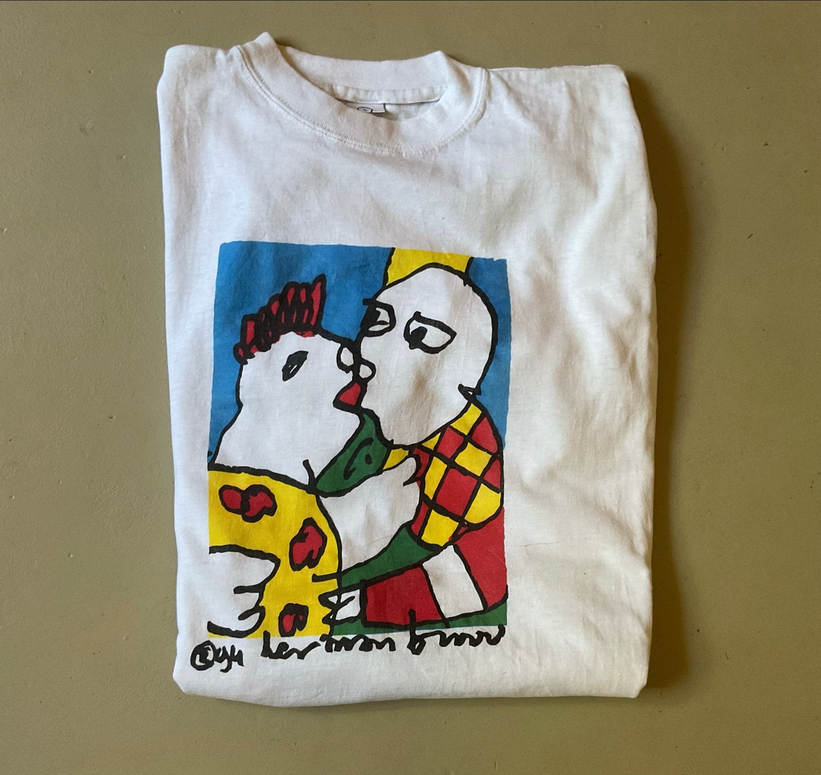 Herman Brood T-shirt Jaren '90 - Uniek Kunstwerk, Ophalen of Verzenden, Gedragen, Maat 52/54 (L), Wit