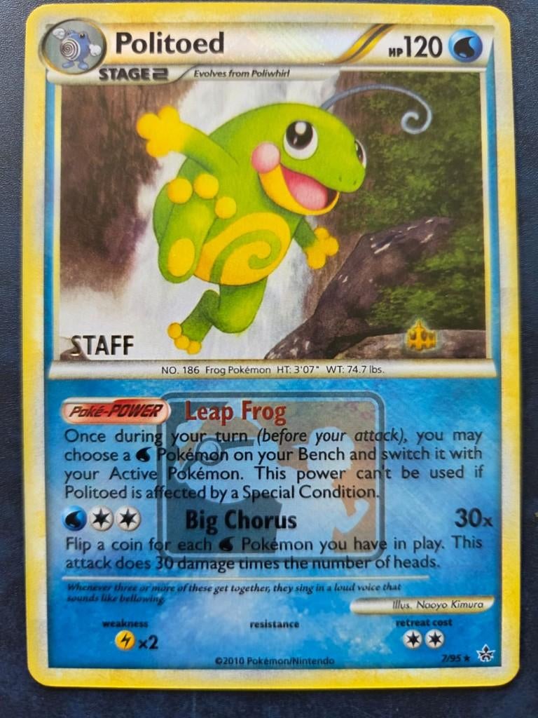 pokemon national championship league promo politoed STAFF, Ophalen of Verzenden, Zo goed als nieuw, Losse kaart, Foil