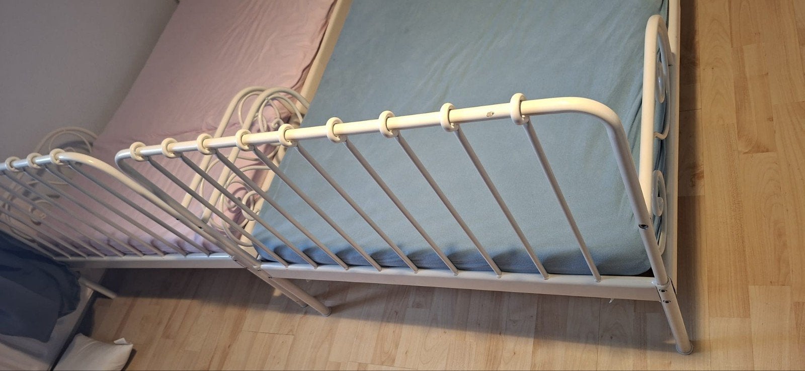 Ikea Minnen meegroeibed, incl lattenbodem en matras, Gebruikt, 70 tot 85 cm, 180 cm of meer, Ophalen
