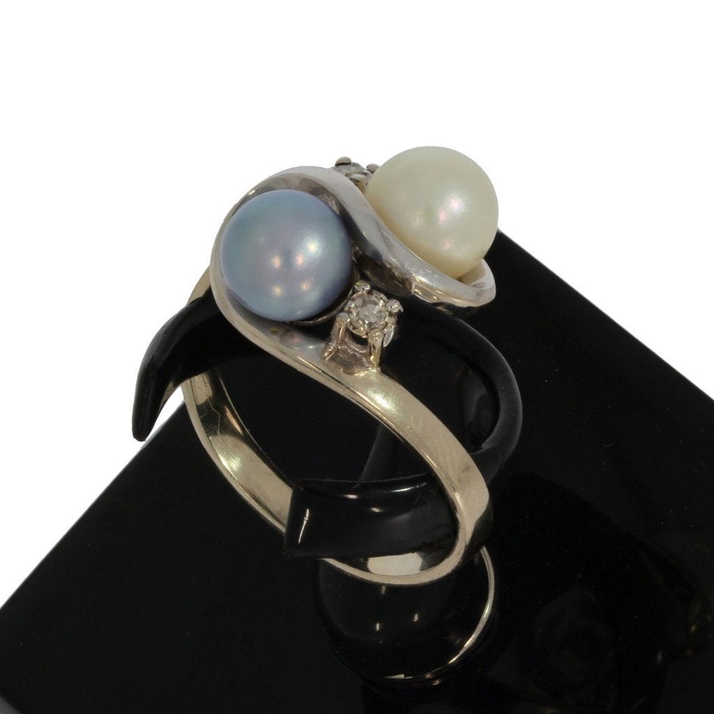 Diamanten fraaie 14k gouden parel dames ring luxe briljant