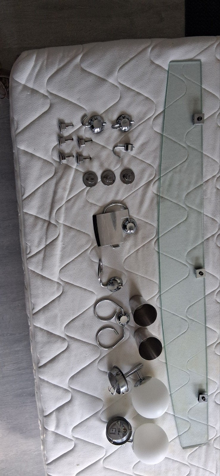 Diverse badkameraccessoires - chroom en glas, Ophalen, Gebruikt, Zilver, Douche-accessoire