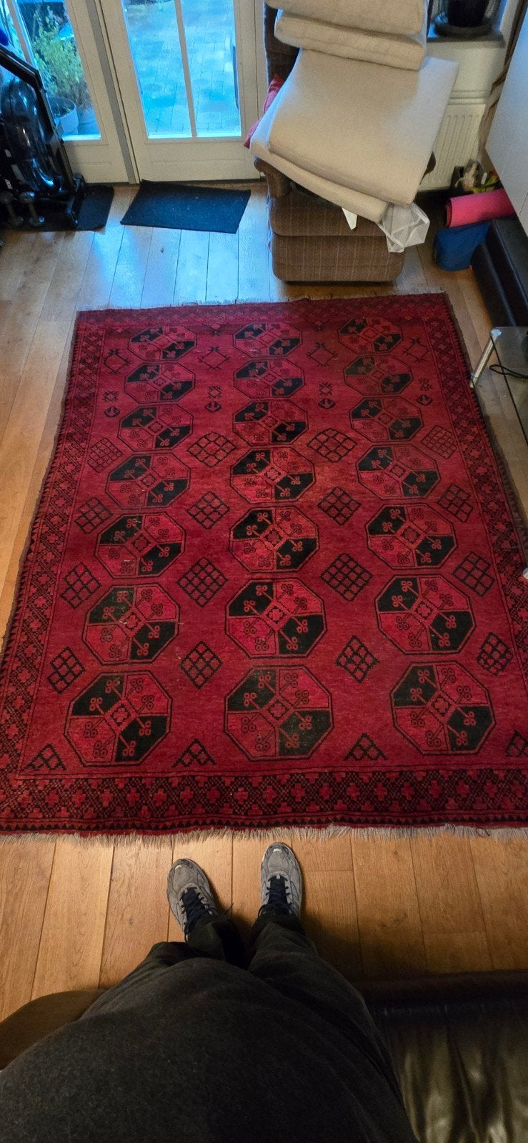 Origineel Perzisch tapijt - Rood/Blauw - 255x205cm, Huis en Inrichting, Ophalen, Gebruikt, Blauw, 200 cm of meer
