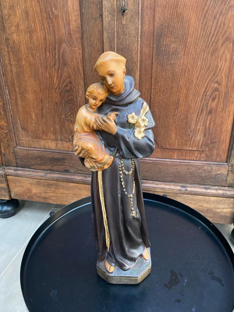 Religieus beeld gips - Heilige Antonius met kind, Ophalen of Verzenden