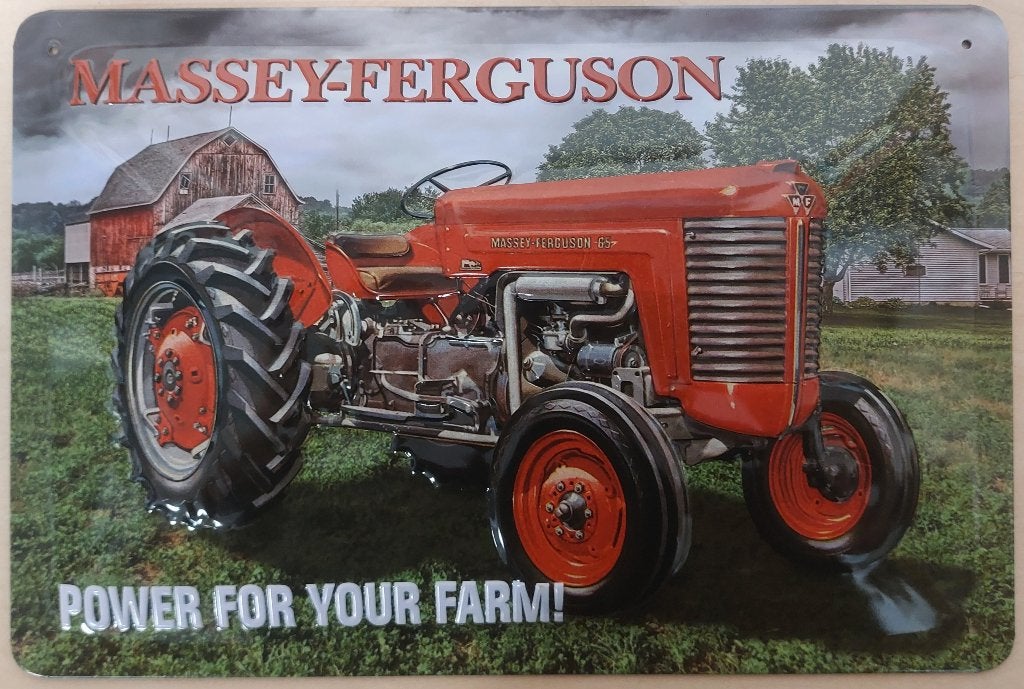 Massey Ferguson 65 Tractor relief reclamebord van metaal, Ophalen of Verzenden, Nieuw, Auto's