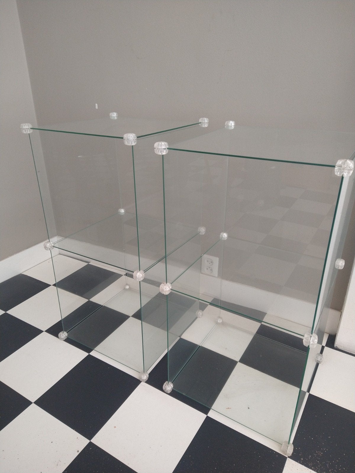Glazen kubus vitrinekast - Modulair en stijlvol, Ophalen, Met plank(en), 50 tot 100 cm, Glas