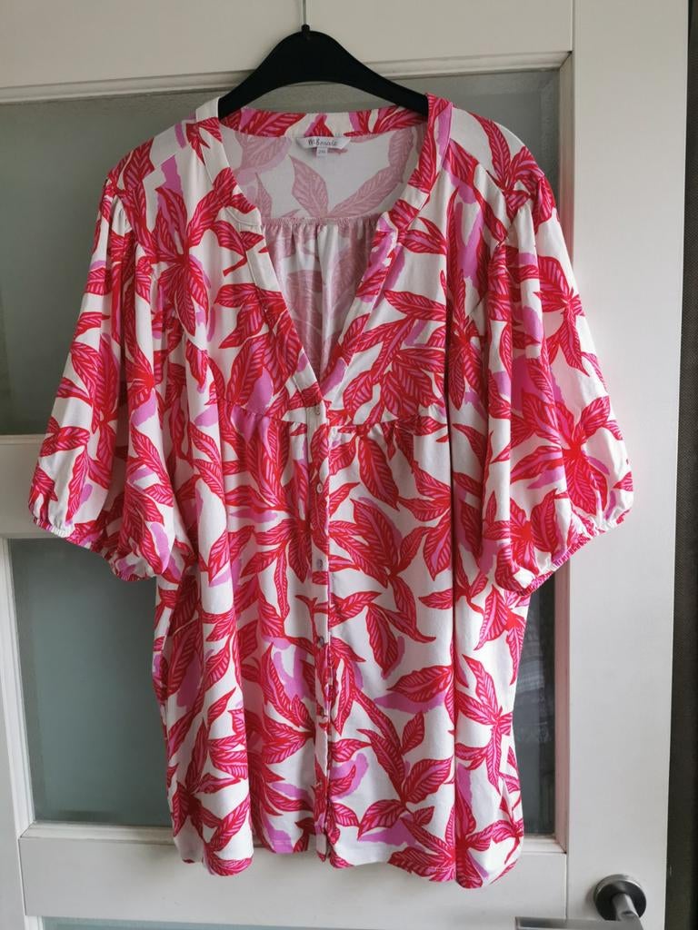 Blouse/shirt dames MS mode mt2xl wit/rood/rose, Kleding | Dames, Grote Maten, Zo goed als nieuw, Blouse of Tuniek, Rood, Ophalen of Verzenden