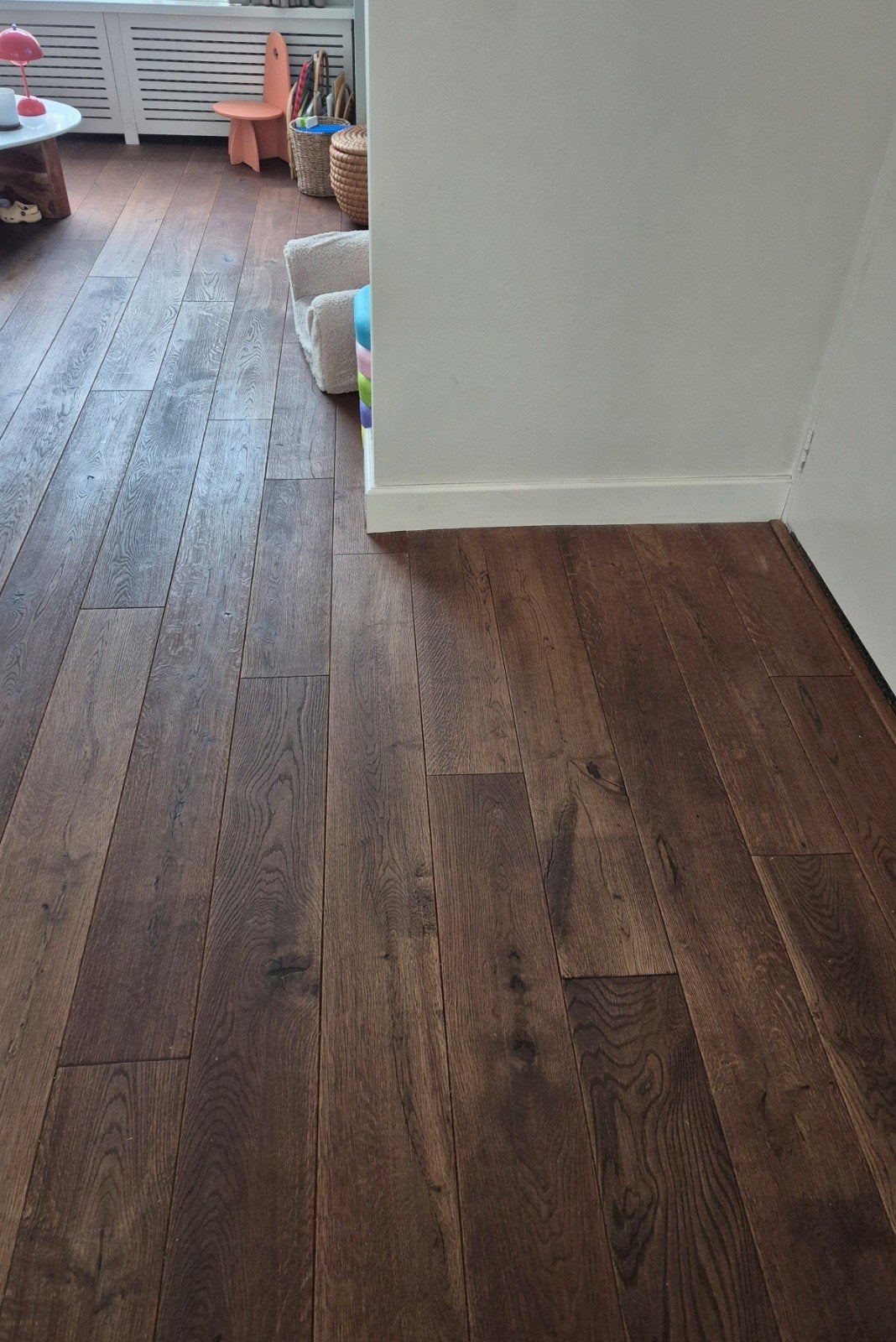 Houten vloer, donkerbruin, Gebruikt, 10 m² of meer, 10 tot 30 cm, Hout