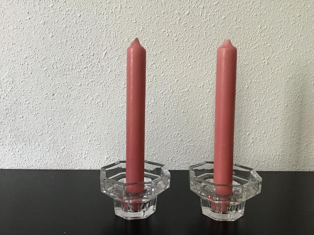 set van 2 kaarsenhouders van france luminarc arcoroc octime., Huis en Inrichting, Woonaccessoires | Kandelaars en Kaarsen, Ophalen of Verzenden