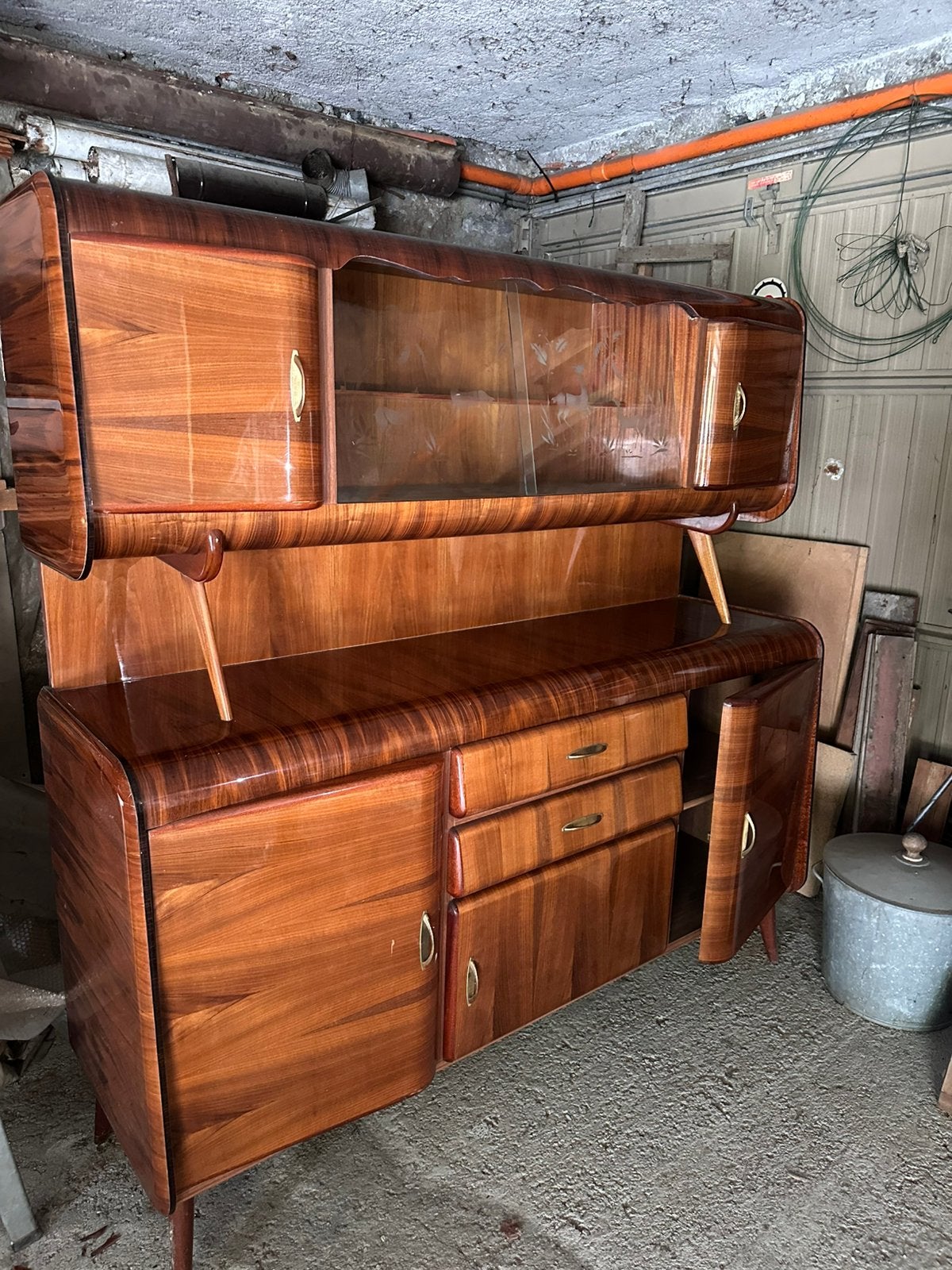 Vintage Jaren 50 Credenza/Highboard – Italiaans Design Stijl, Ophalen, Rechthoekig