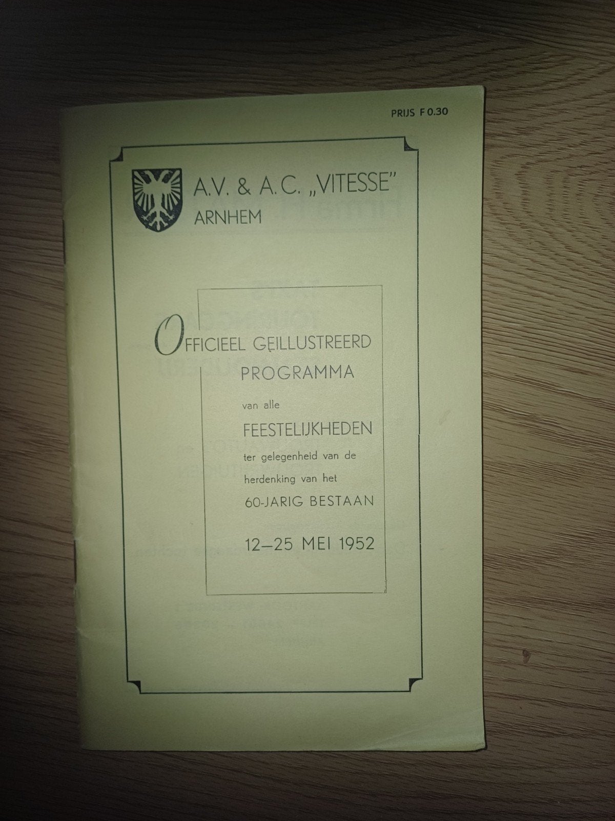 Programma 60 jarig bestaan Vitesse 1952 zeldzaam, Verzamelen, Ophalen of Verzenden, Zo goed als nieuw, Vitesse, Boek of Tijdschrift