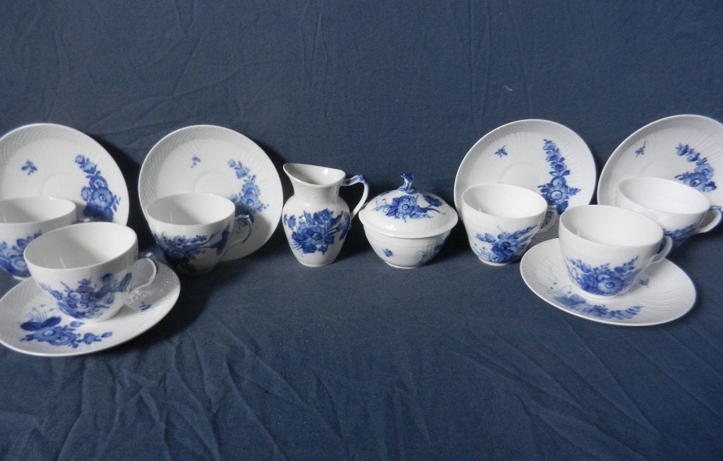Royal Copenhagen 15 delig servies Blue flowers ca. 1960 MINT, Ophalen of Verzenden