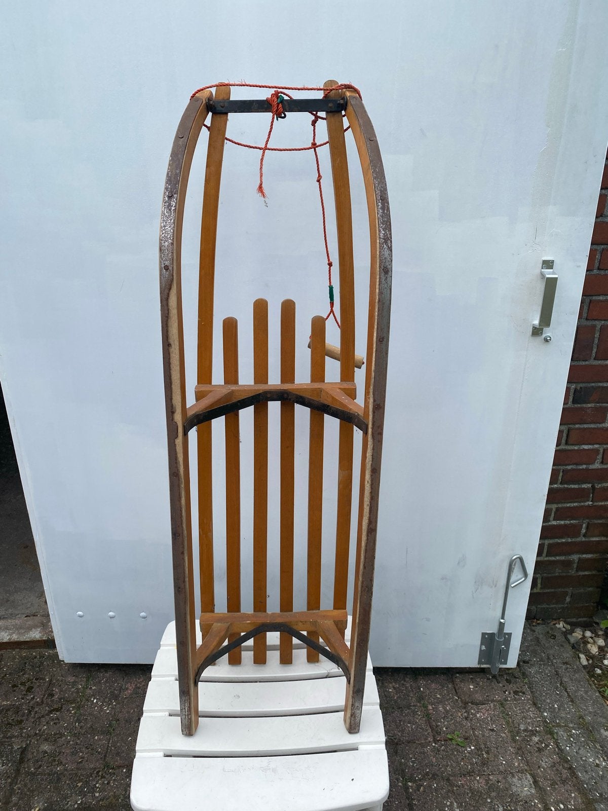 Houten slee met ijzers - IJzers vernieuwen, Ophalen, Gebruikt, Hout