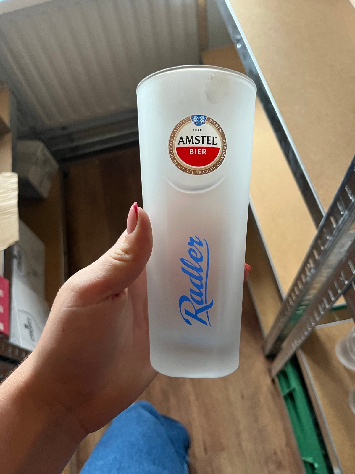 6 Nieuwe Amstel Radler glazen in doos, Ophalen, Nieuw, Bierglas