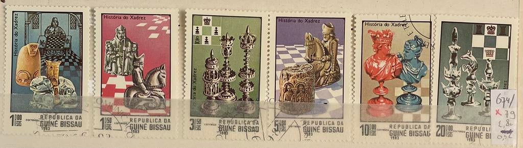 Kaveltje postzegels Guinee-Bissau; schaken, Ophalen of Verzenden, Gestempeld, Sport