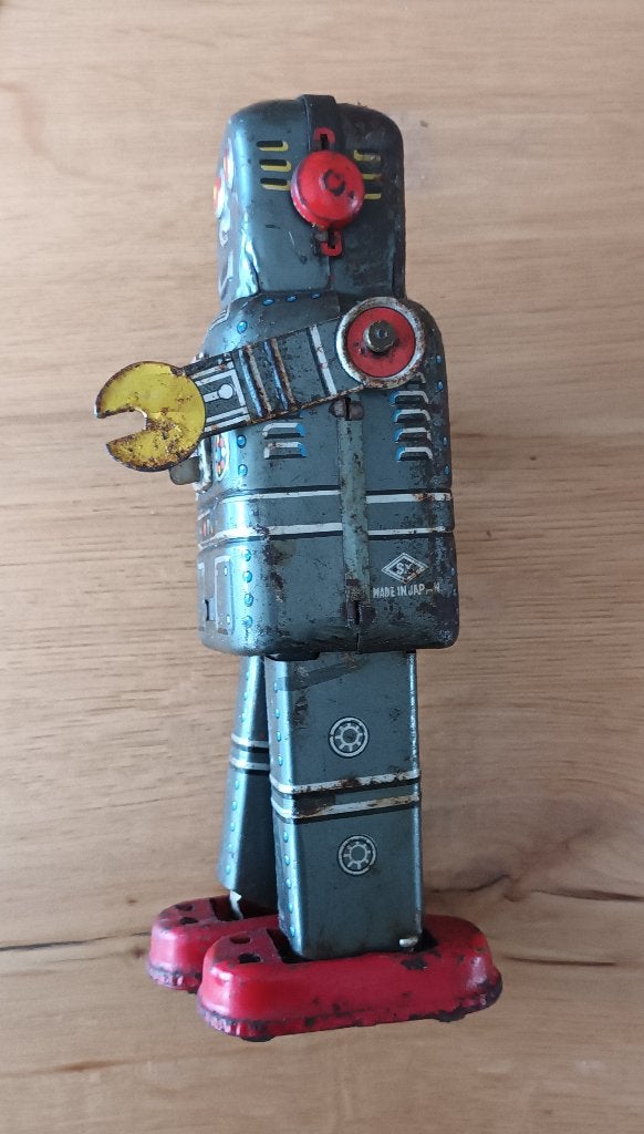 Oude robot 20 cm Yoneya S.Y. Japan funtionerend jaren 60, Ophalen of Verzenden