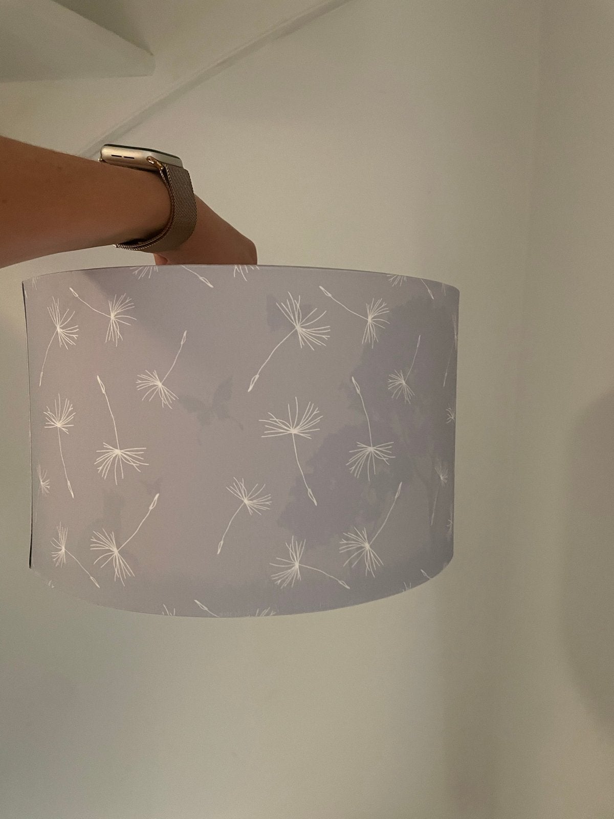 Lichtgrijze lampenkap met print voor kinderkamer, Zo goed als nieuw, Textiel, Grijs, Ophalen