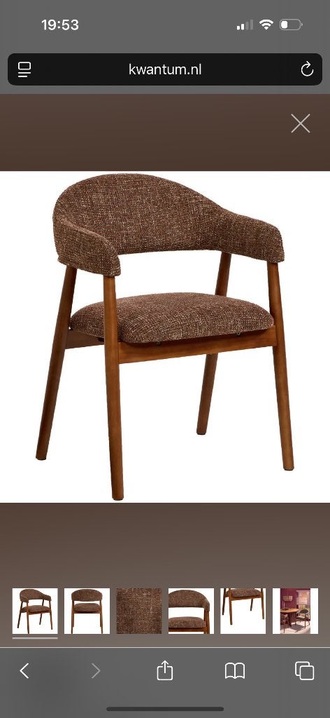 Eetkamerstoel Domaso Kwantum, Ophalen, Bruin, Scandinavisch, Vier