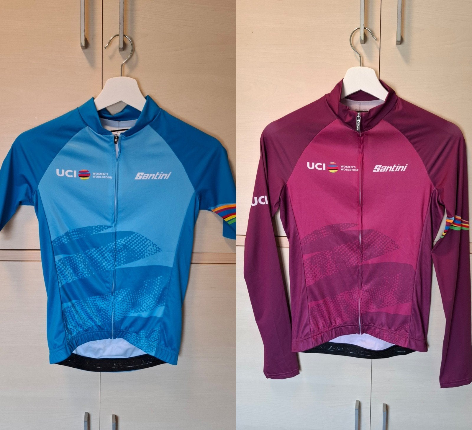 Santini UCI Women's World Tour Wielershirt (2 stuks), Fietsen en Brommers, Fietsaccessoires | Fietskleding, S, Nieuw, Ophalen of Verzenden