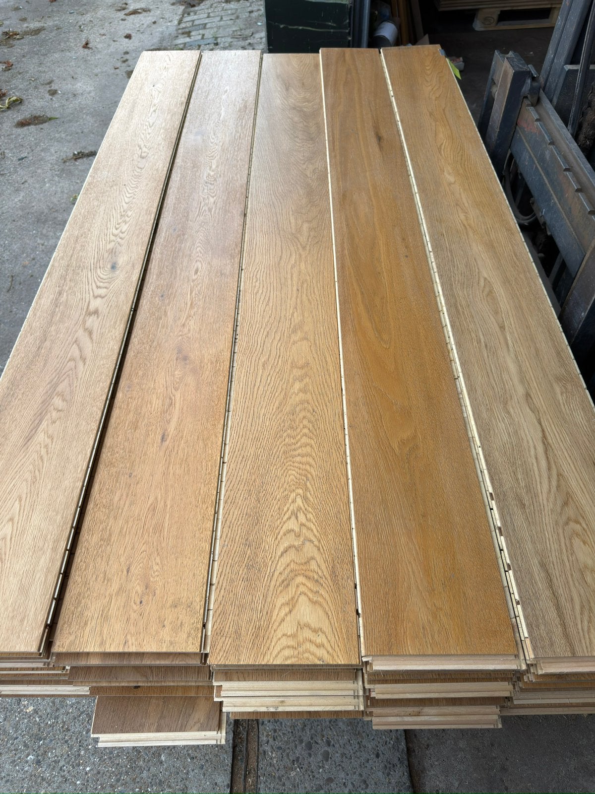 Eiken vloer 38 m2 lamelparket 19 cm breed 1,4cm dik top 3 mm, Ophalen, Gebruikt, Vloerdelen of -planken, 10 m² of meer