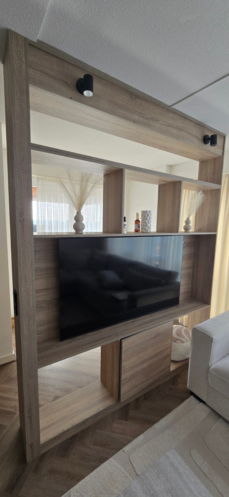 Moderne TV-wandkast/roomdivider op maat gemaakt, Ophalen, 200 cm of meer, Modern, minimalistisch, maatwerk, 150 tot 200 cm