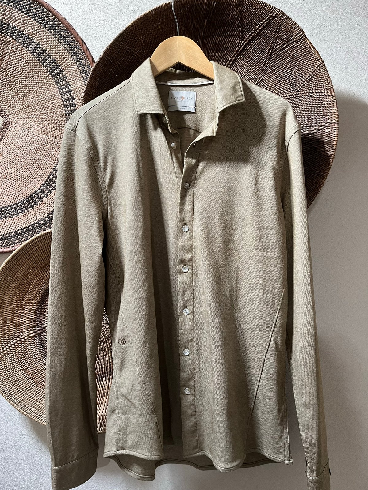 Cast Iron overhemd - Zo goed als nieuw, Ophalen of Verzenden, Zo goed als nieuw, Beige, Halswijdte 41/42 (L)