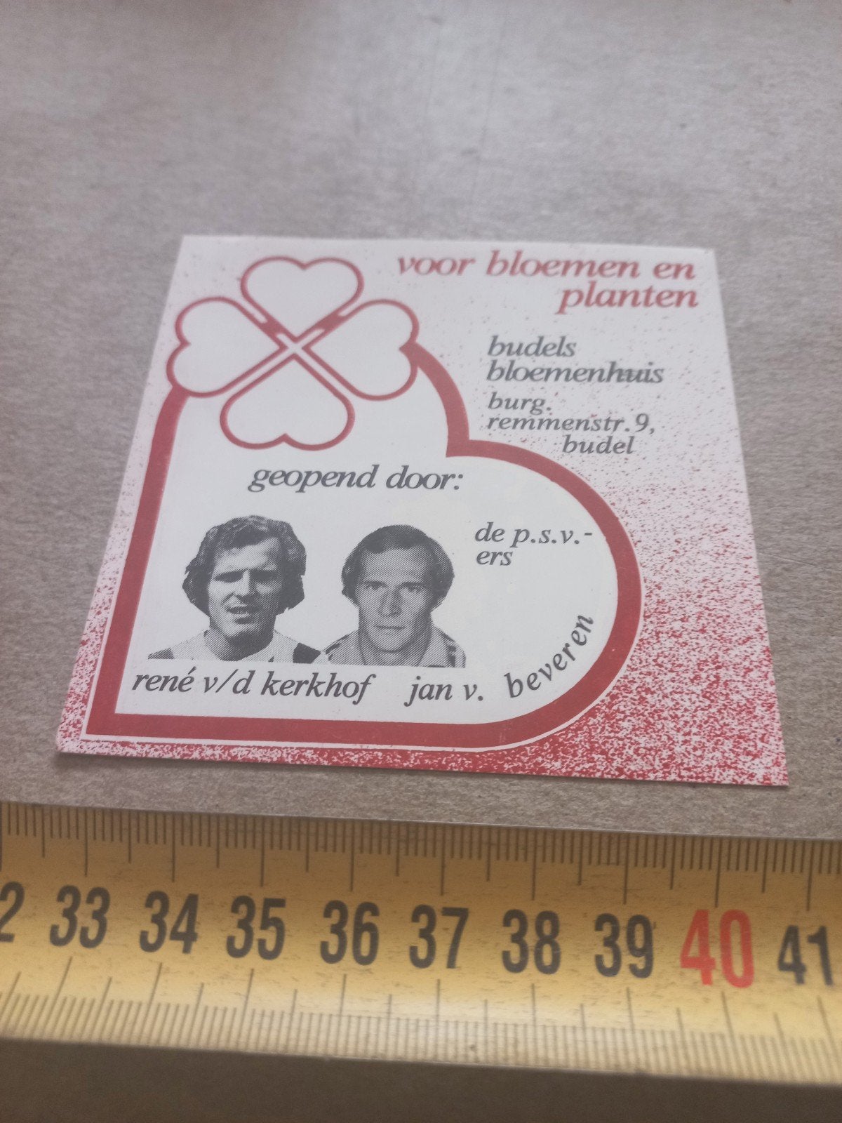Vintage sticker Budels Bloemenhuis PSV-ers, Ophalen of Verzenden, Gebruikt
