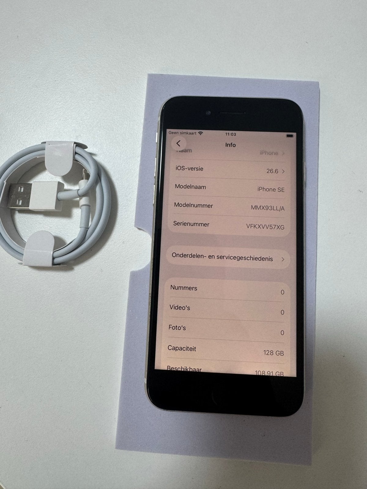 iPhone SE 2022 128 GB - Nieuw scherm, 90% batterij, Wit, Ophalen of Verzenden, Zonder simlock, Zonder abonnement
