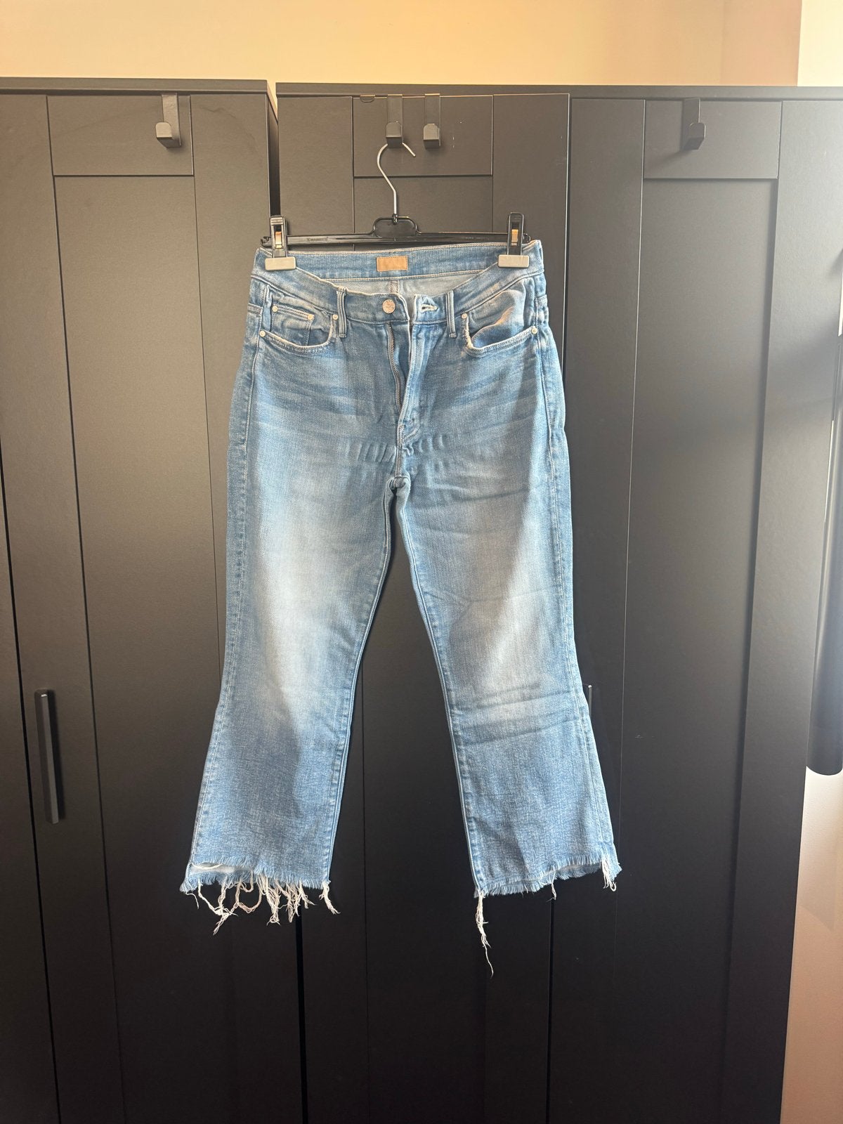 Mother The Insider Crop Step Fray Jeans maat 27, Ophalen of Verzenden, Zo goed als nieuw, Blauw, W27 (confectie 34) of kleiner