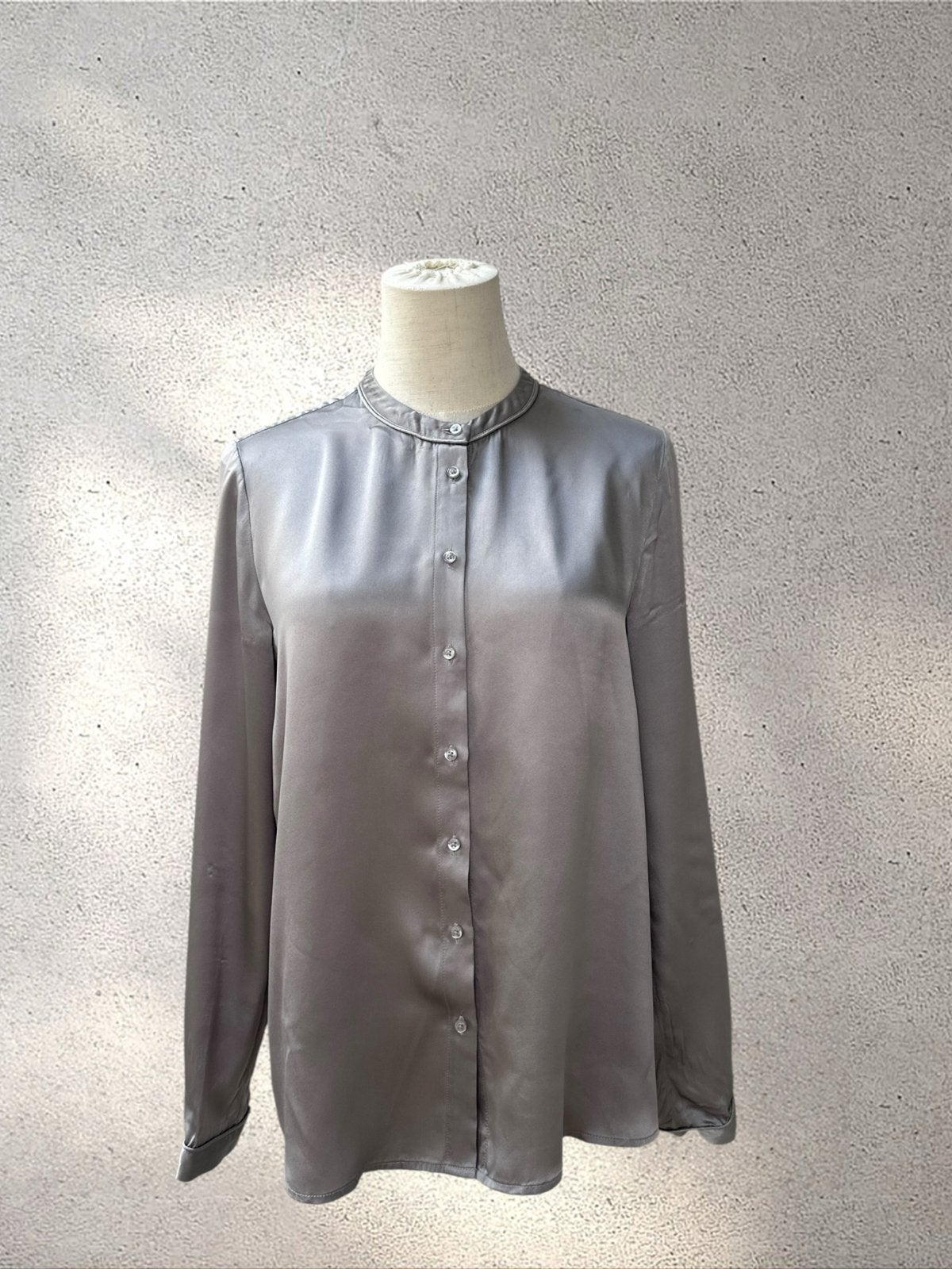 Caroll Paris Zijden Blouse Maat 38, Ophalen of Verzenden, Zo goed als nieuw, Maat 38/40 (M), Grijs